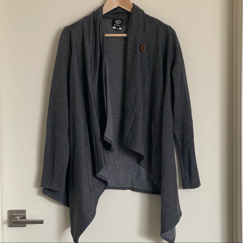 Bobeau Side Button Grey Cardigan
